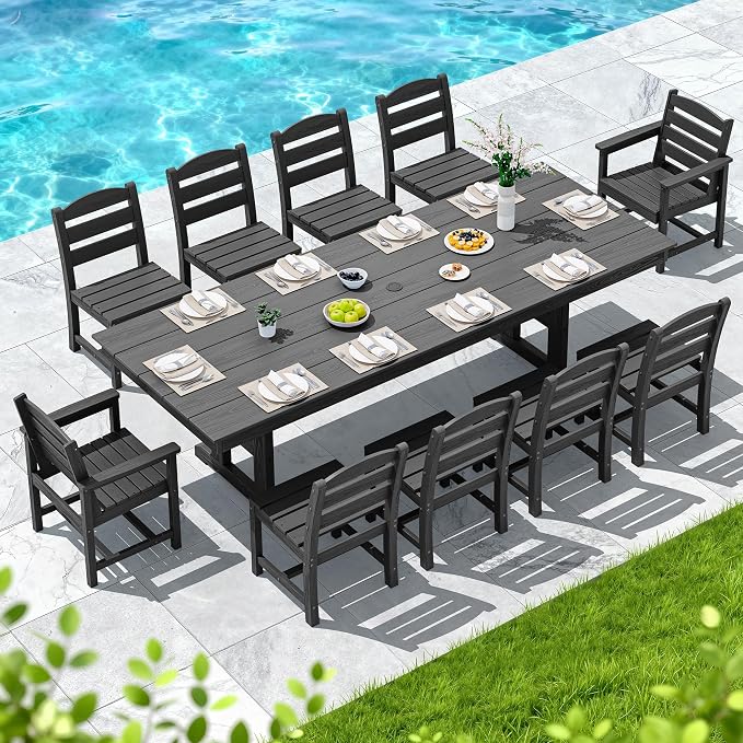 SERWALL 11 Piece Outdoor Dining Set - Image 7