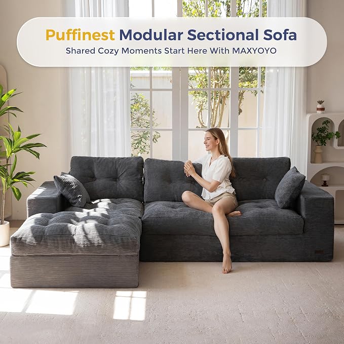 MAXYOYO 104" L Shaped Modular Sectional Sofa - Image 3
