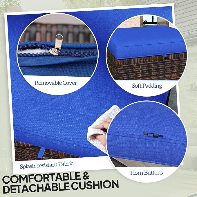 Outsunny 2 Pieces Outdoor Patio Ottomans, All Weather Wicker Outdoor Footstools - Image 5
