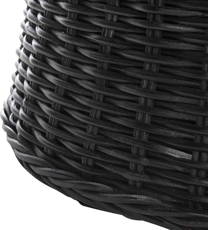 SAFAVIEH Home Collection Ruxton Black Rattan Round Coffee Table Ottoman - Image 5