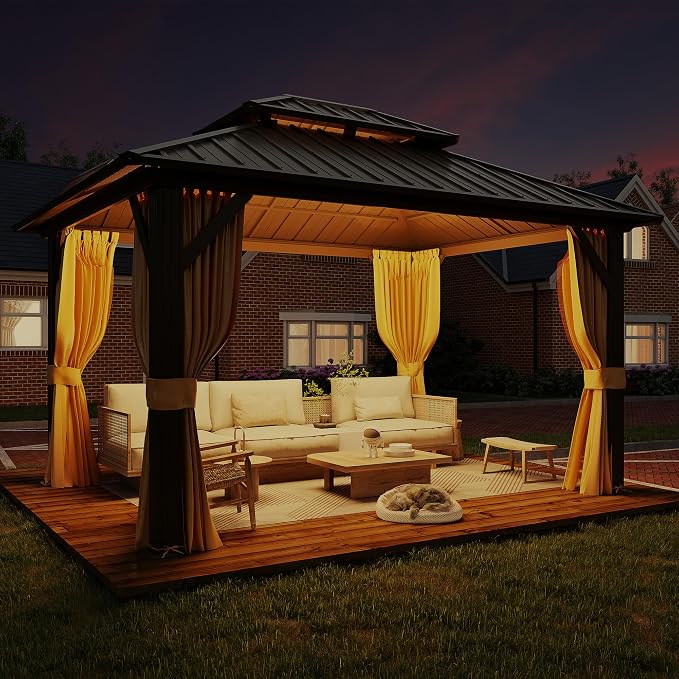MELLCOM 10' x 12' Gazebo, Hardtop Double Roof Gazebo - Image 2