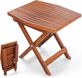 Melino Wooden Folding Outdoor Side Table 18x16x16 in, FSC Certified Acacia Wood by Melino