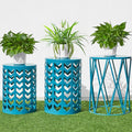 Nesting Side Table Set of 3 Decorative Round Garden Stools by HFHOME