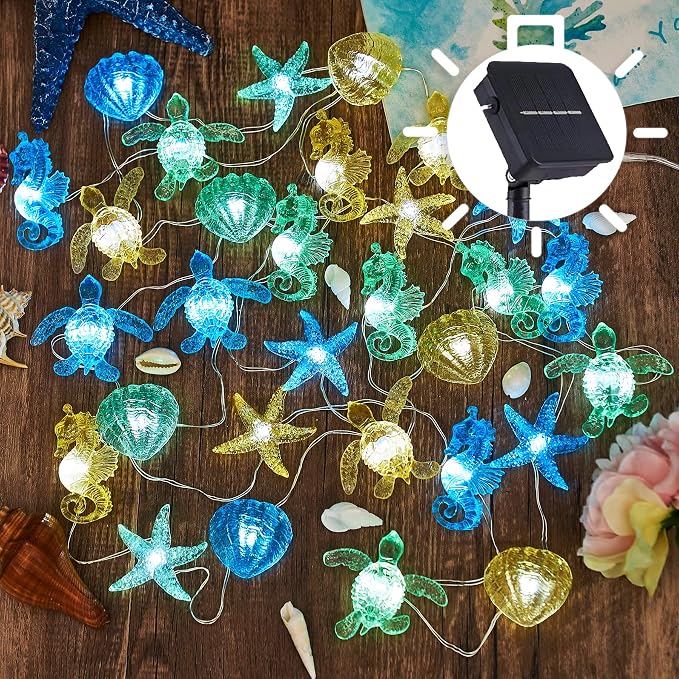 Coastal Solar String Lights Outdoor Garden Lights Marine Life Solar Fairy by JASHIKA
