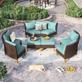 Sophia & William Outdoor Wicker Sectional Sofa Set, 8 Piece Half Moon Curved by SophiaWilliam