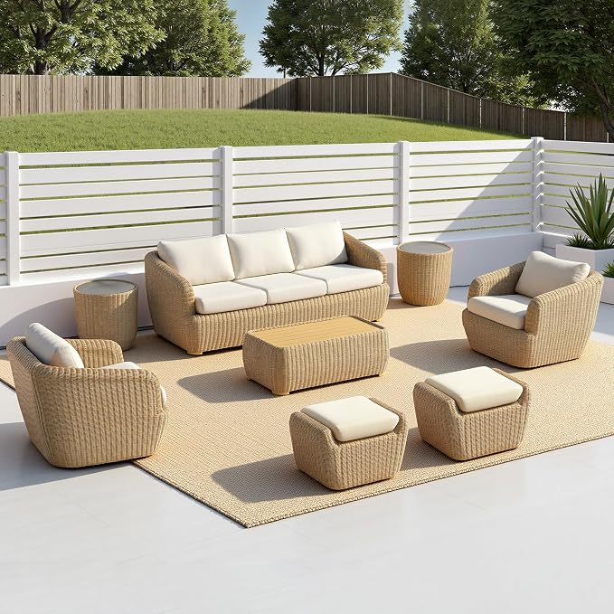 CHITA Wicker Patio Coffee Table, 41” All-Weather Rattan Outdoor Coffee Table - Image 6