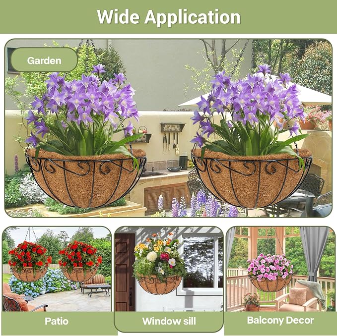 2 Pack 14 inch Metal Hanging Baskets - Image 5