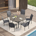 VICLLAX Patio Table and Chair Set of 6, All Weather Metal Round Outdoor Dining by HOME