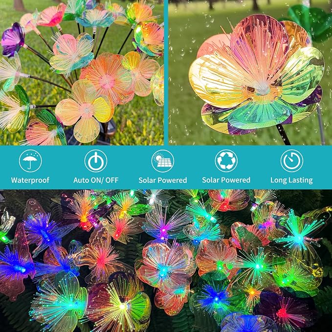 JJGoo 2 Pack Solar Garden Lights, Solar Flower Swaying Light - Image 5