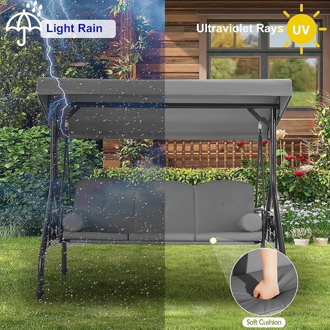 GYUTEI 3-Seat Outdoor Patio Swing - Image 5