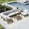 MFSTUDIO 6 Pieces Patio Furniture Set, Metal Outdoor Sectional Sofa Modular by MFSTUDIO