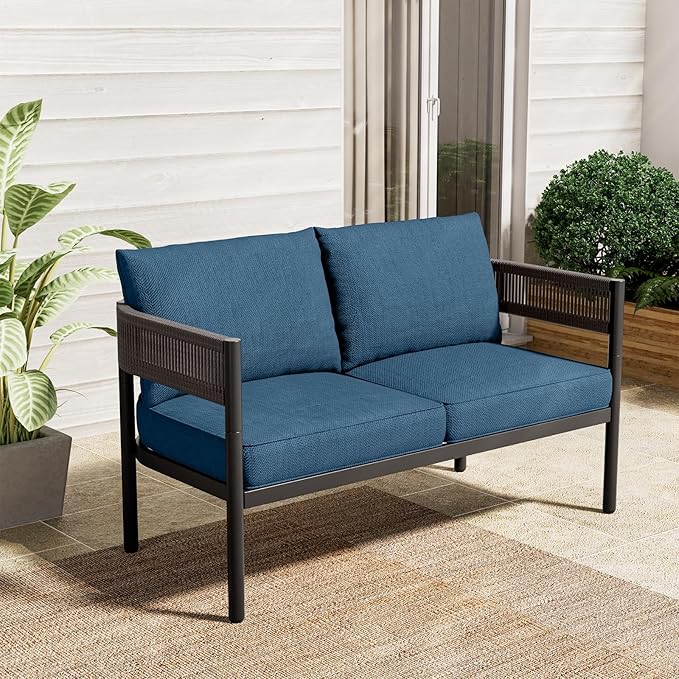 Gand Patio Outdoor Loveseat, Wicker Conversation Set by GrandPatio