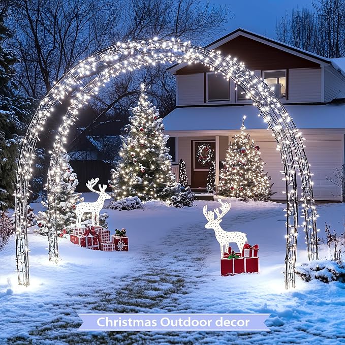 JMEXSUSS 600 LED Solar Christmas Lights Outdoor Waterproof, 206.7ft White Solar - Image 2