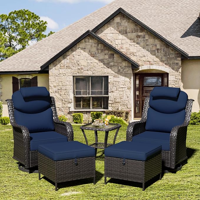 Patio Wicker Ottomans with Removable and Washable Covers, PE Rattan Outdoor - Image 5