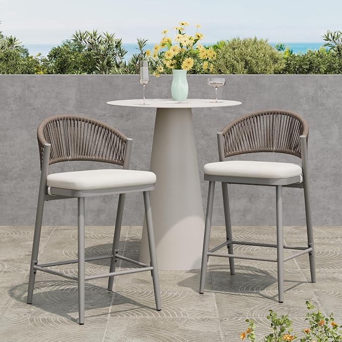 Christopher Knight Home Hearth 26.00" H Patio Barstools Set of 2, Woven Wicker - Image 3