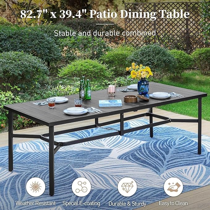 Patio Dining Set 9 Piece, 8 x Woven Rattan Swivel Chairs - Image 6
