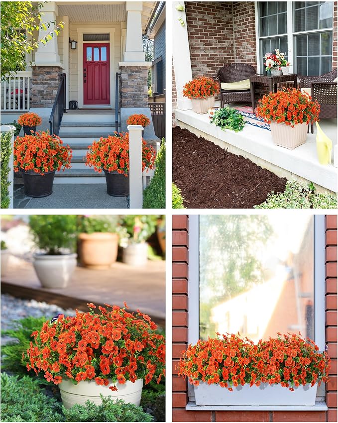 Fake Mums Faux Flowers for Outdoor Planters 16 Bundles UV Resistant Artificial - Image 5