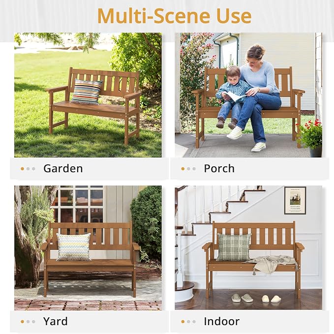 LUE BONA Outdoor Bench, 2-Person HDPS Garden Bench, Outdoor Benches Weatherproof - Image 5
