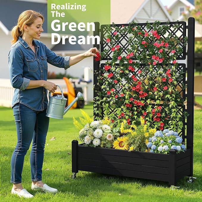 Raised Garden Bed with Trellis, 21 Gallon Self Watering Planter Box with - Image 4