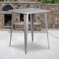 EMMA + OLIVER Commercial Grade 31.5" Square Silver Metal Indoor-Outdoor Bar by EMMAOLIVER