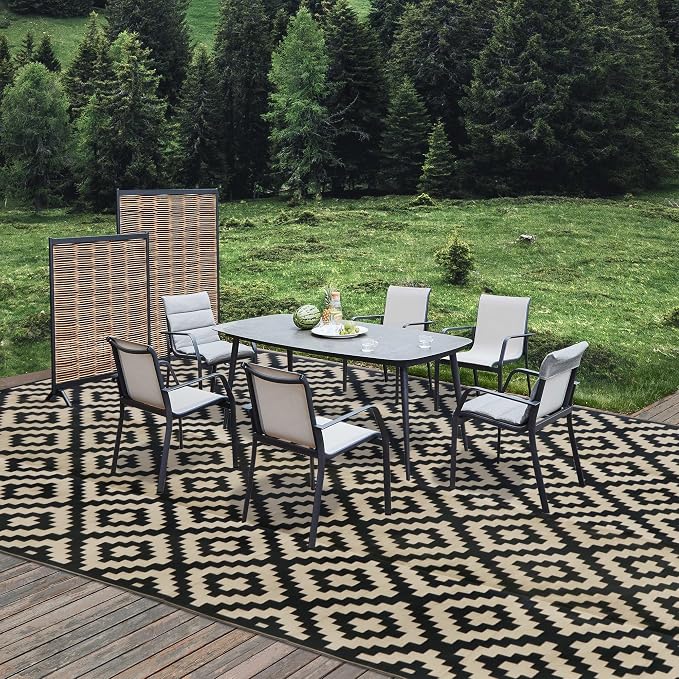 SAND MINE Waterproof Outdoor Rug 10x20 ft, Plastic Reversible Rug, Modern Area - Image 5