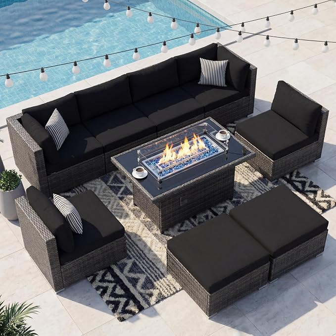 NICESOUL Large Size 9 Piece Patio Conversation Set - Image 2