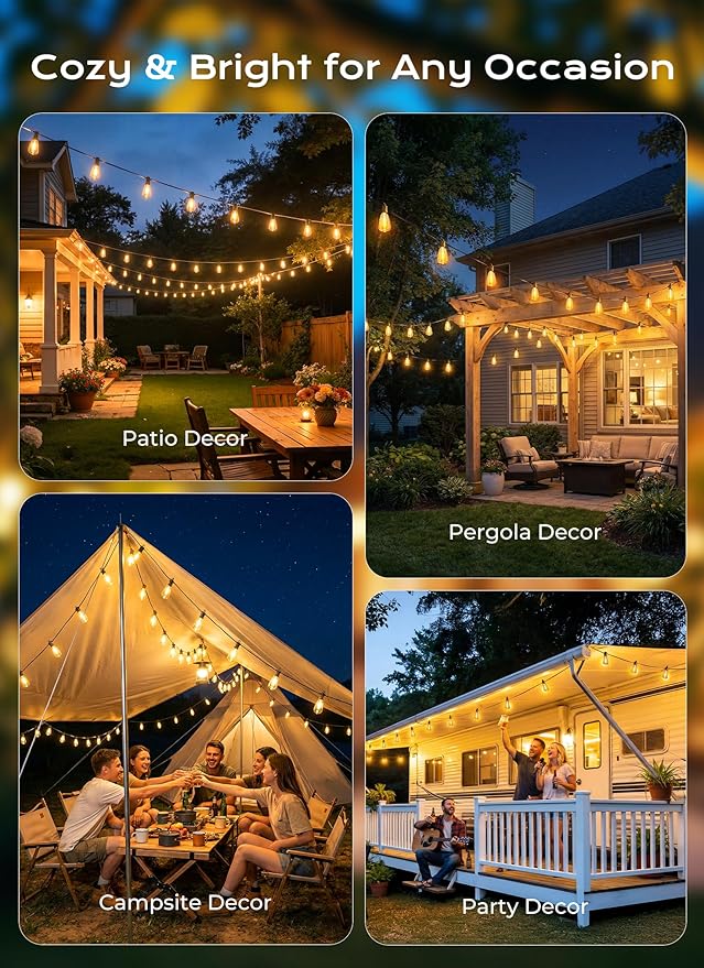 Brightown 52FT Solar String Lights Outdoor Waterproof, Patio Lights - Image 7