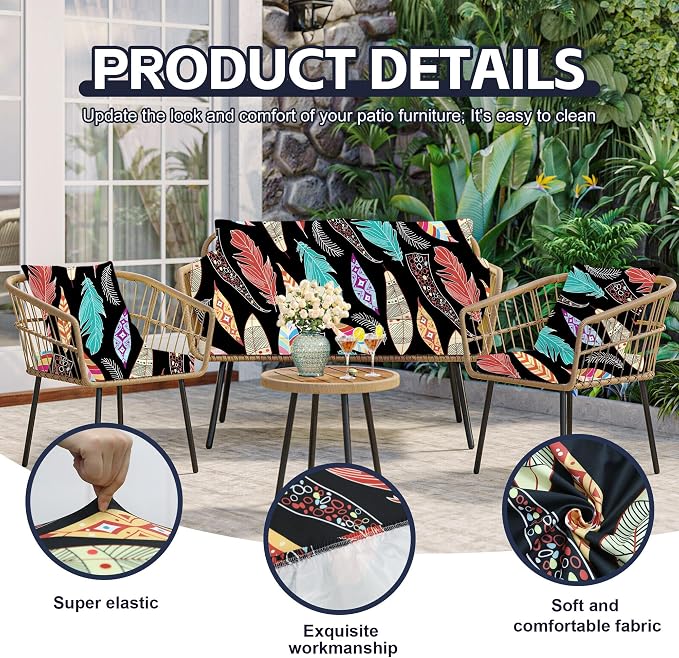 8Pcs Patio Cushion Covers, Outdoor Cushions Covers, Stretch Cushion Covers - Image 3