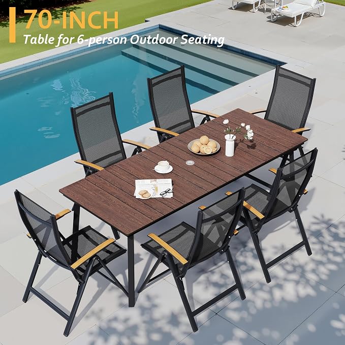 70 Inch Patio Outdoor Dining Table - Image 7