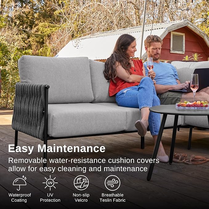 EAST OAK Life Chatter Patio Furniture Set, Outdoor Furniture Sectional Sofa Set - Image 3