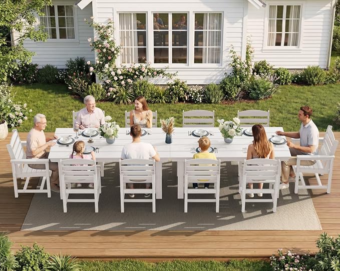 SERWALL Patio Dining Sets for 10 Person, HDPE Dining Set by SERWALL