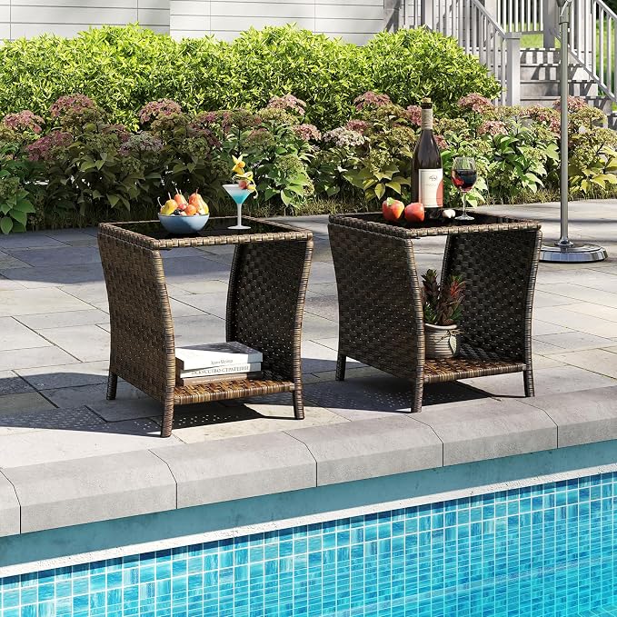 Kinfant Rattan Patio Side Table - Image 2