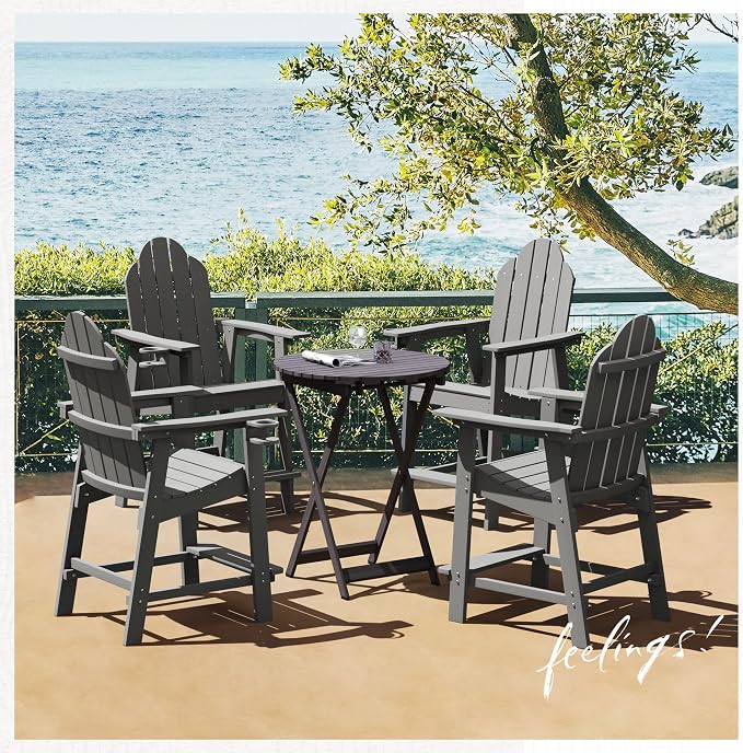 LUE BONA Tall Adirondack Chair Set of 2, All Weather HDPS Bar Height Adirondack - Image 7