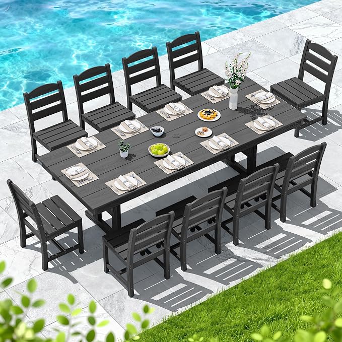 SERWALL 11 Piece Outdoor Dining Set - Image 7
