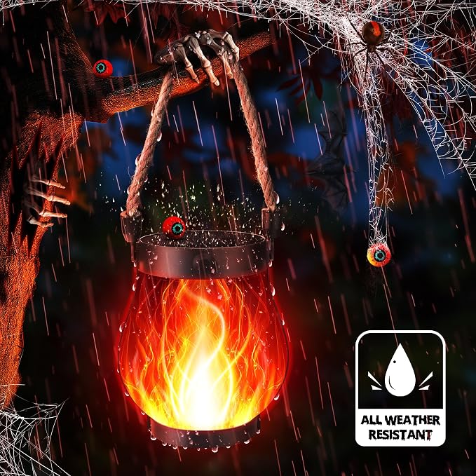 iBaycon 1 Pack Solar Lanterns Lights, Halloween Flickering Flame Garden Lights - Image 7