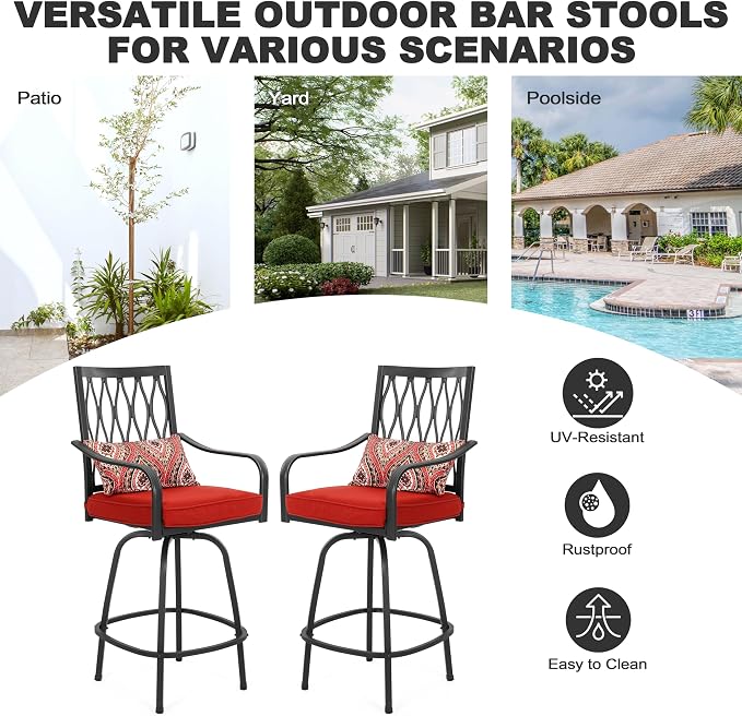 NUU GARDEN 5-Piece Patio Bar Set, 4 Swivel Bar Stools - Image 8