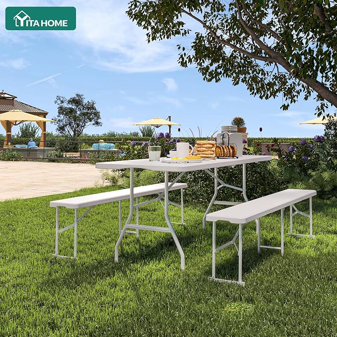 YITAHOME 6FT Folding Bench 2 Pack, HDPE Portable Bench - Image 3
