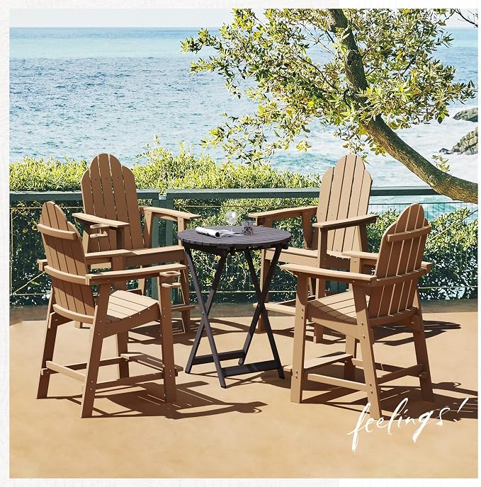 LUE BONA Tall Adirondack Chair Set of 4, All Weather HDPS Bar Height Chairs - Image 7
