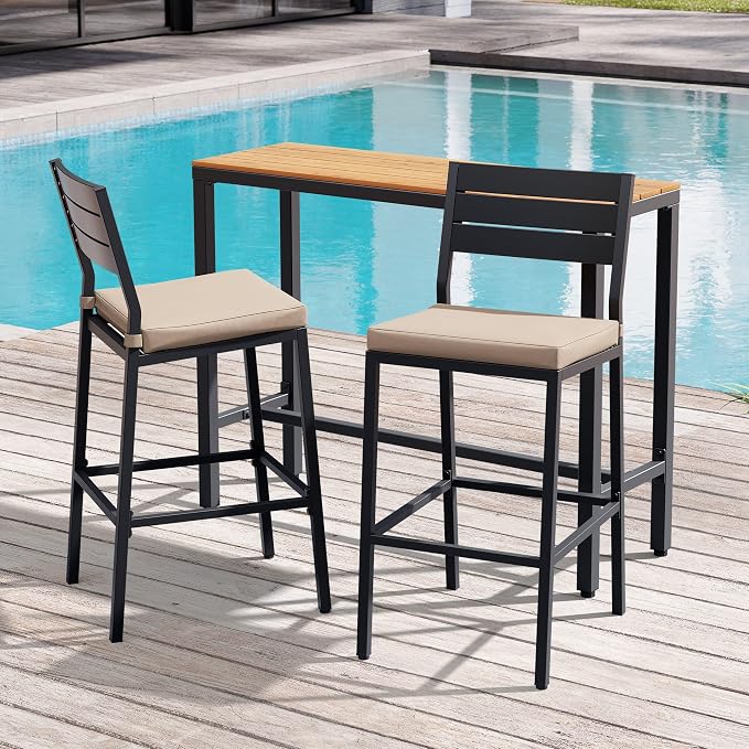 Crestlive Products Outdoor Bar Table and Chairs Set, 3 Piece Outside Patio Bar - Image 8