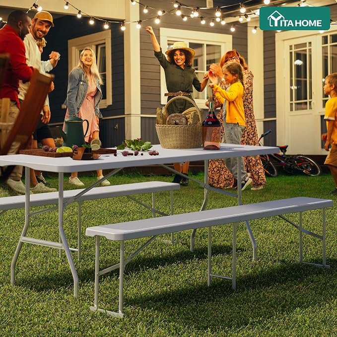 YITAHOME 6FT Folding Bench 2 Pack, HDPE Portable Bench - Image 7