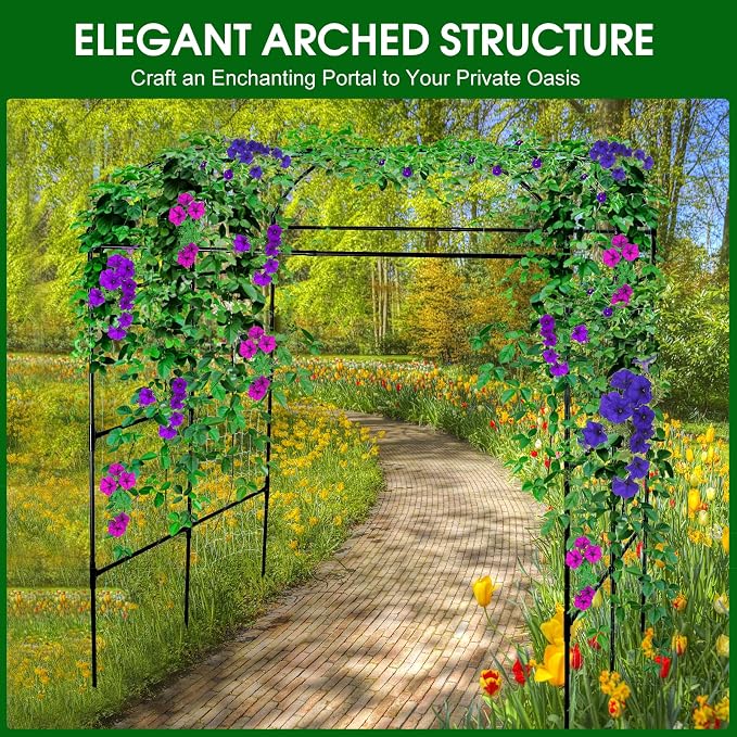 Garden Arch Trellis for Climbing Plants Outdoor, Grape Vine Tomato Bean U Frame - Image 6