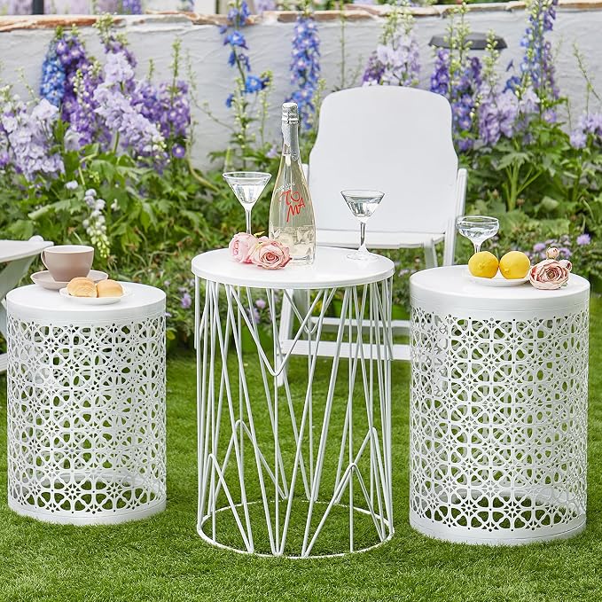 Y&M Set of 3 Heavy-Duty Round End Table, Side Table, Coffee Table - Image 3