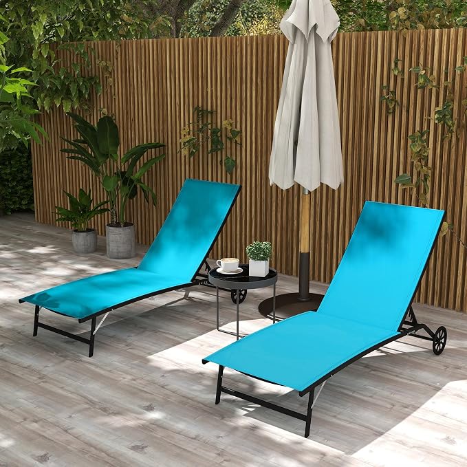 Outsunny Chaise Lounge Outdoor, 2 Piece Lounge Chair - Image 2