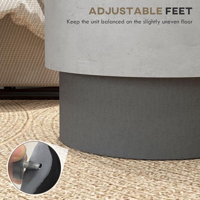 HOMCOM Concrete Finish End Table, Round Side Table - Image 6