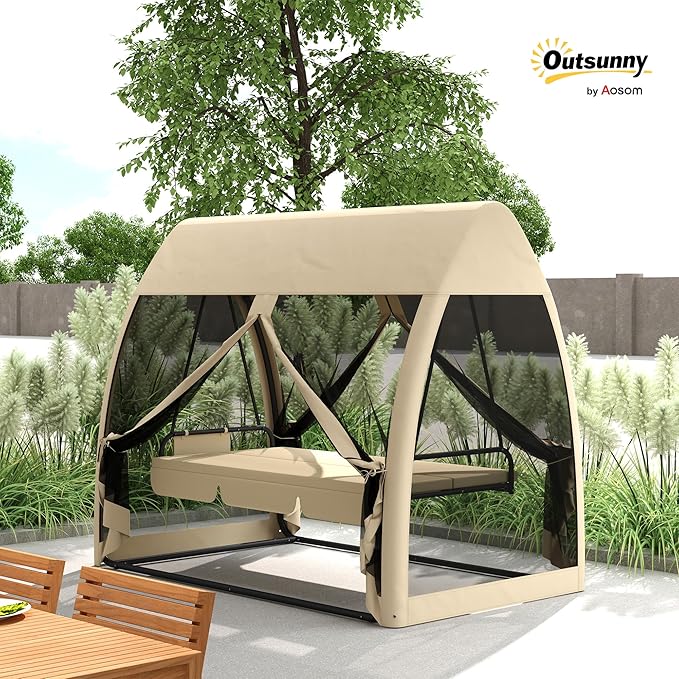 Outsunny 3-Seat Patio Swing Chair, Porch Swing Bed - Image 2