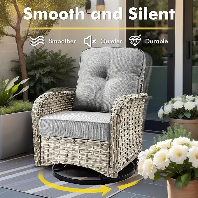 Outdoor Sectional Patio Furniture Set, 10 Pieces Wicker Conversation Sets L - Image 4