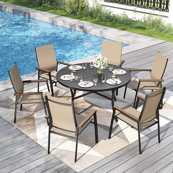 PHI VILLA Patio Dining Set for 6 Person, Patio Table and Chairs for 6, by PHIVILLAThepioneerofcomfortablehouseholdsupplies