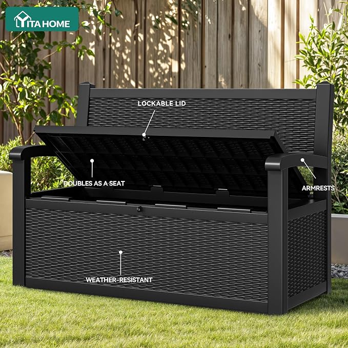 YITAHOME 70 Gallon Storage Bench Deck Box, Lockable Patio Bench, Waterproof - Image 6