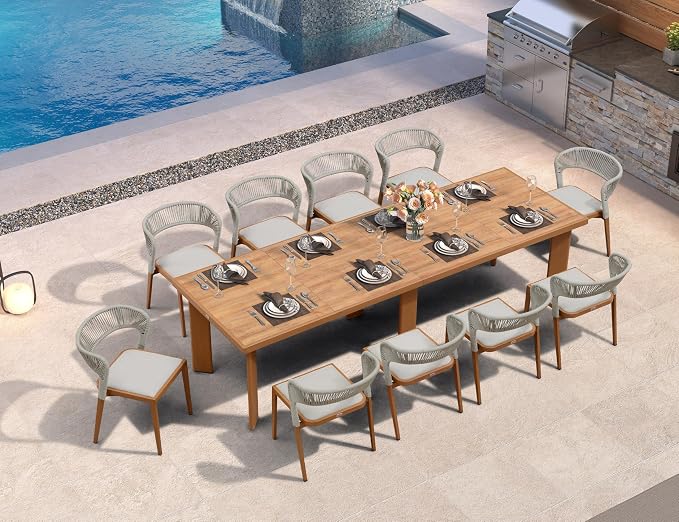 PURPLE LEAF 11 Pieces Outdoor Dining Set Patio Dining Furniture Aluminum Wicker by PURPLELEAF