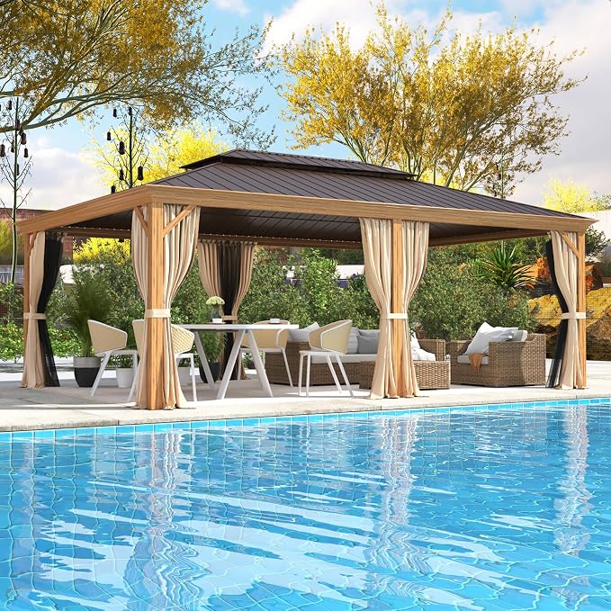 EROMMY 14'x20' Gazebo, Galvanized Steel Double Roof by EROMMY